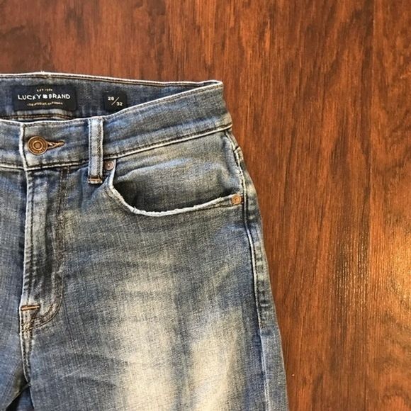 Lucky Brand Slim Fit Blue Distressed Jeans Size: 28X32 - Picture 3 of 12